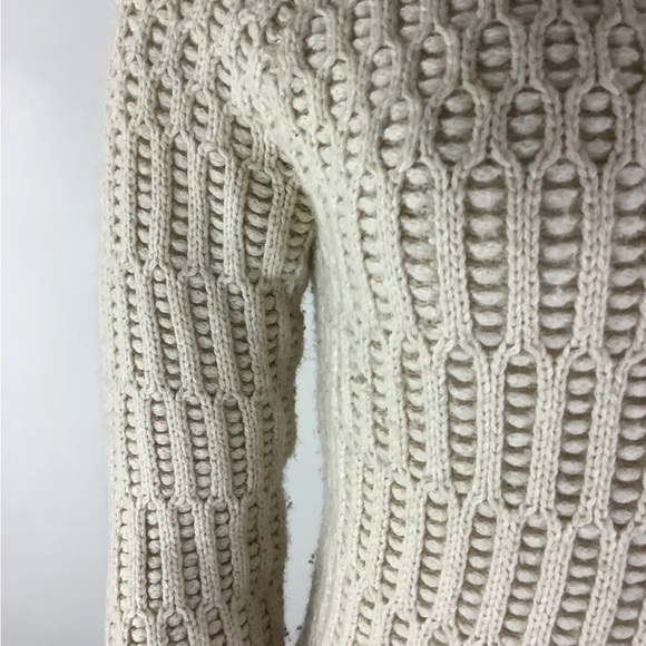 Anthropologie Sz S Bubble Knit Crewneck Sweater Cream Nylon Wool Pullover - Picture 2 of 6